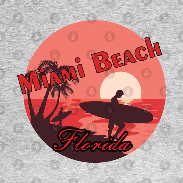 Miami Beach Florida Sunrise Graphic Design by AdrianaHolmesArt